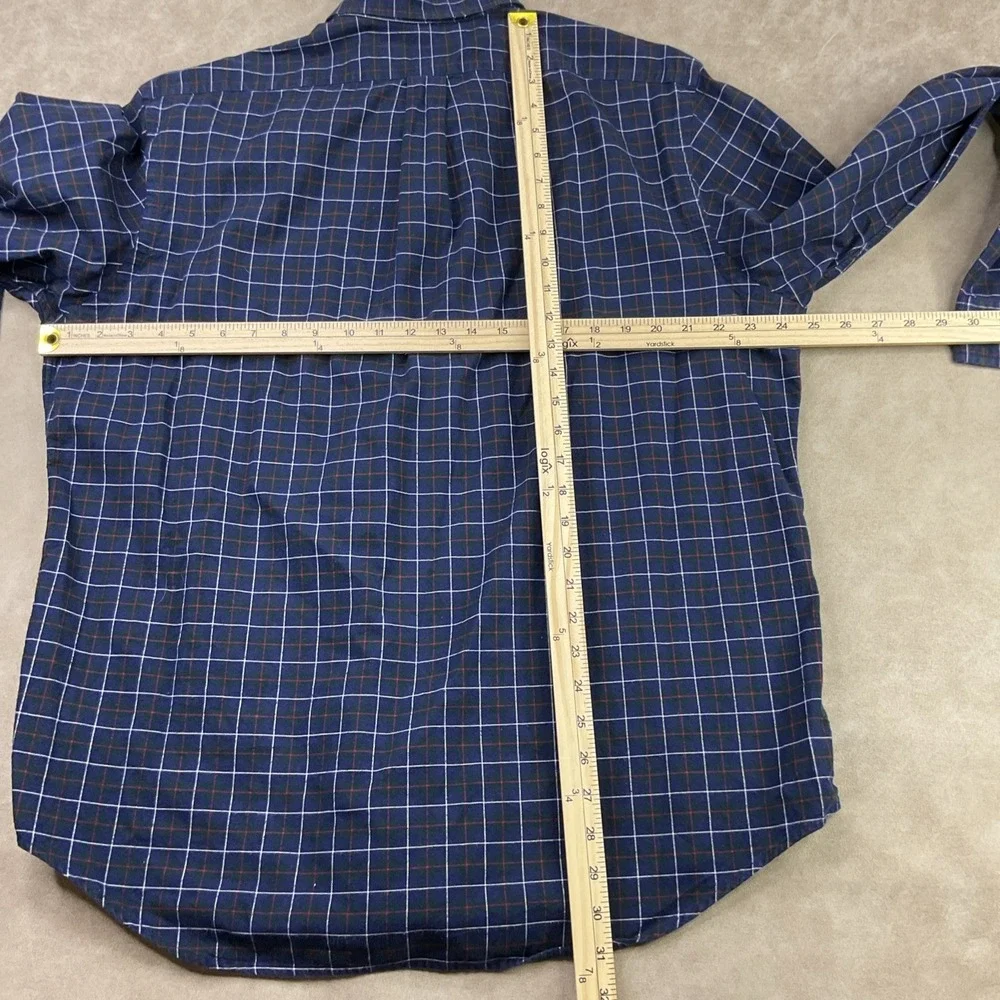 Polo‎ Ralph Lauren Shirt Men Sz XL Long Sleeve Plaid Checks Cotton Blue Pony